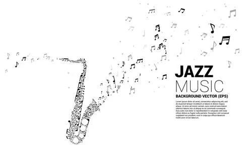 Vector saxophone from dancing flow shape music note . Concept background musi Stock Illustration
