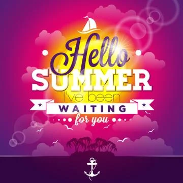 Vector Say Hello To Summer typographic illustration Illustrazione stock