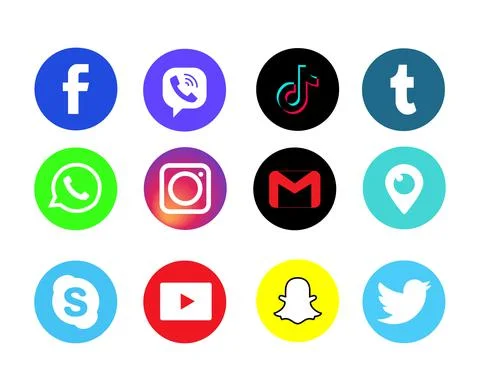 Vector scalable graphics. Colored icons of social networks. Stock Illustration