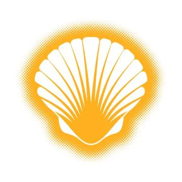 Vector scallop seashell silhouette icon Stock Illustration