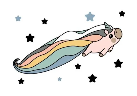 Vector scandi rainbow unicorn Stock Illustration