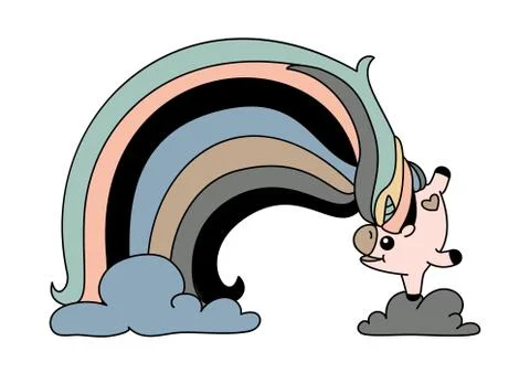 Vector scandi rainbow unicorn Stock Illustration