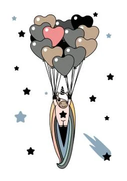 Vector scandi rainbow unicorn Stock Illustration