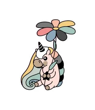 Vector scandi rainbow unicorn Stock Illustration