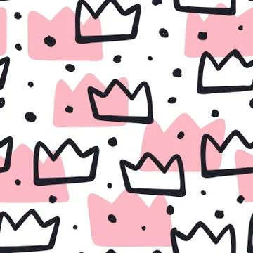 Vector scandinavian crown seamless pattern. Stock Illustration