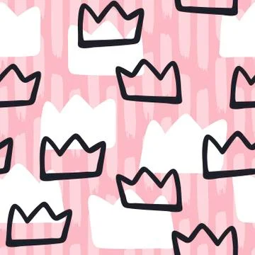 Vector scandinavian crown seamless pattern. 스톡 일러스트
