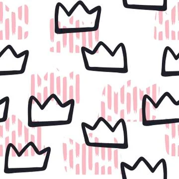 Vector scandinavian crown seamless pattern. Stock Illustration