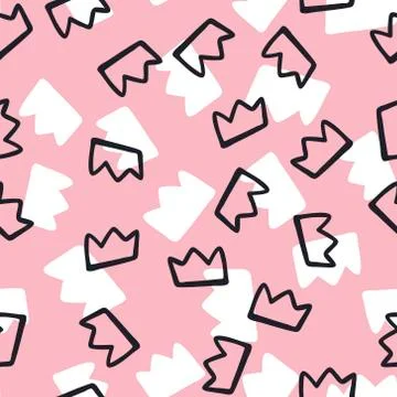 Vector scandinavian crown seamless pattern. Stock Illustration