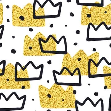 Vector scandinavian crown seamless pattern. Stock Illustration
