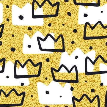 Vector scandinavian crown seamless pattern. 스톡 일러스트