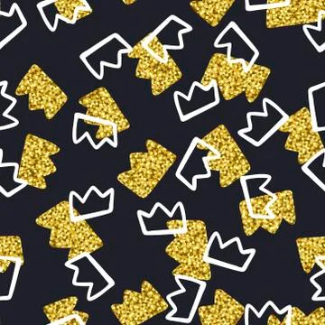 Vector scandinavian crown seamless pattern. Stock Illustration