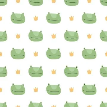 Vector scandinavian frog character seamless pattern. Stockillustratie