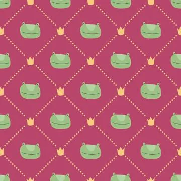 Vector scandinavian frog character seamless pattern. Stock Illustration