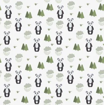 Vector Scandinavian pattern. Animals, bear, wigwam, mountains, ascetic Stock Illustration