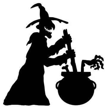 Vector scary halloween witch with boiler Stock Illustration