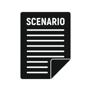 Vector scenario black simple icon isolated on white Stock Illustration