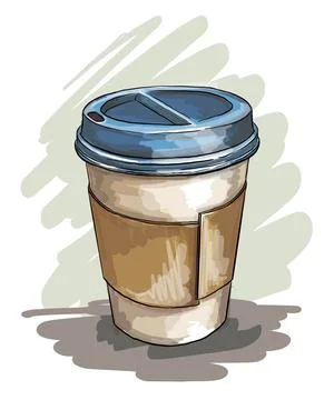 Vector scene with paper coffee cup, illustration that can be used for menu bo Stock Illustration