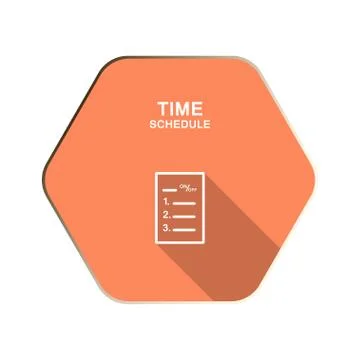 Vector on/off schedule flat icon on the red hexagon background with shadow. Stock Illustration