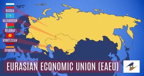 Vector. Schematic map of the member states of the Eurasian Economic Union (EA Ilustración de archivo