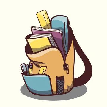 Vector school bag opened with some supplies Stock Illustration