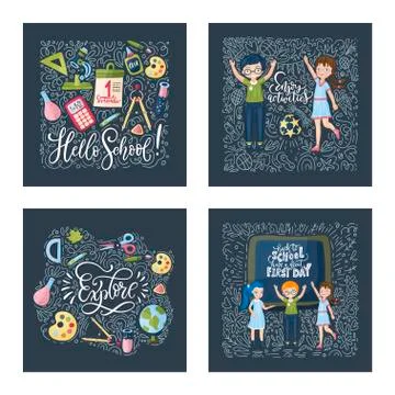 Vector school card. Back to school. Stock Illustration