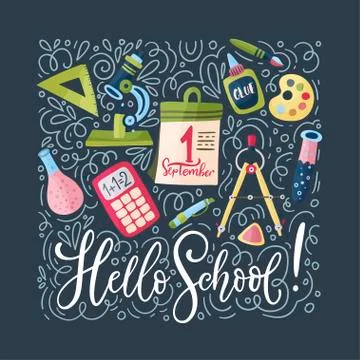 Vector school card. Back to school. Stock Illustration
