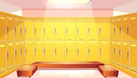 Vector school changing room with lockers イラスト素材