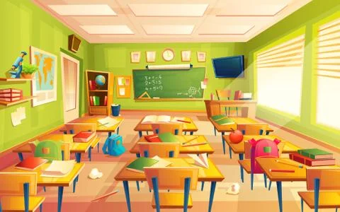 Vector school classroom interior, math training room. Educational concept Stock Illustration