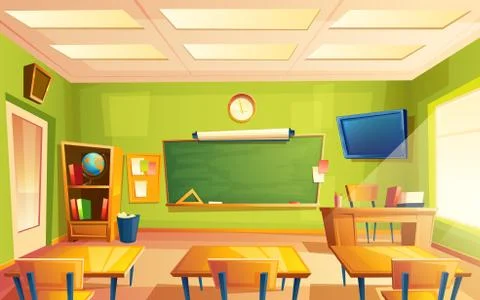 Vector school classroom interior, training room. University, educational concept Stock Illustration