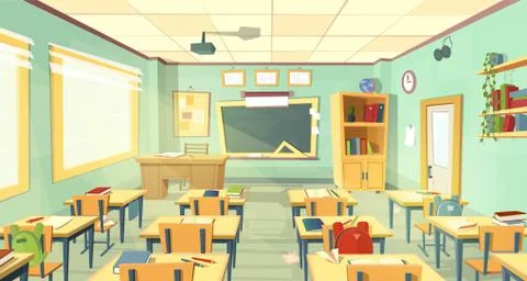 Vector school classroom interior. University, college concept Stock Illustration