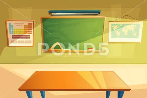 Vector school, college classroom interior, training room Stock Illustration