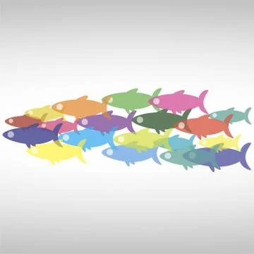 Vector school of fish, the icon Stock Illustration