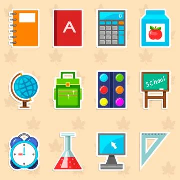 Vector school icons. Day of knowledge Ilustração Stock