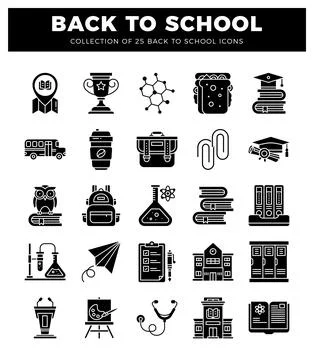 Vector school icons on a white background. Stock Illustration