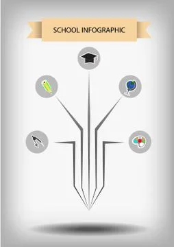 Vector : School infographic pancil concept on gray background Stock Illustration