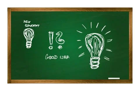 Vector school table with new idea concept pictures Stock Illustration