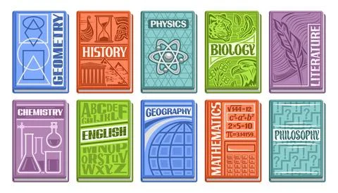 Vector School Textbook Set Stock Illustration