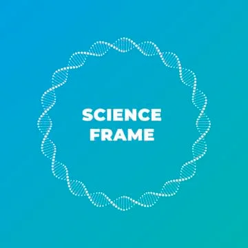 Vector science dna flat banner template. White spiral frame around text Stock Illustration