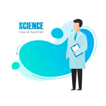 Vector science flat banner template. Illustrazione stock