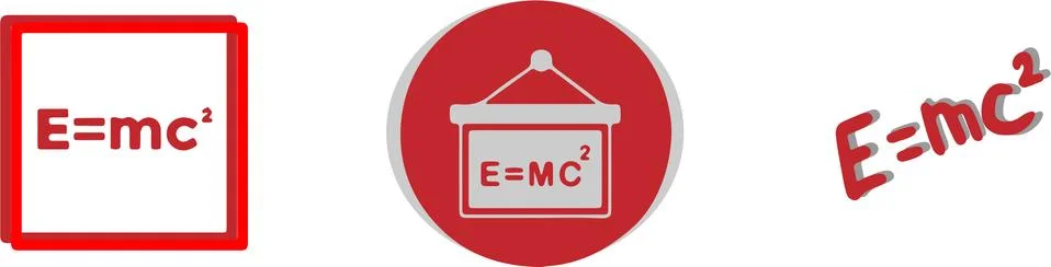 Vector science physics atom molecule Einstein formula e=mc2 icon isolated Stock Illustration