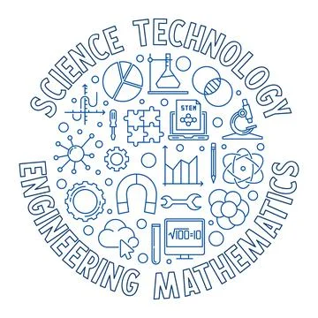 Vector Science STEM round concept banner or illustration Stock Illustration