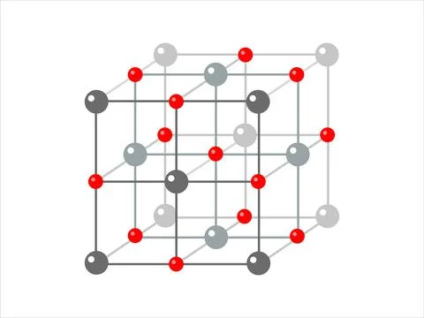 Vector scientific model of crystal structure. Photon, proton, electron. Stock Illustration