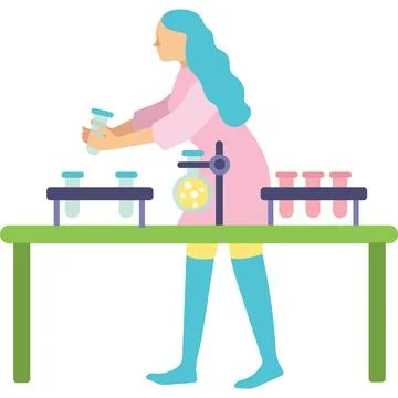 Vector scientist researcher working at lab icon Stockillustratie