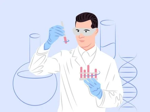 Vector scientist in shadow of sharp lines style Stock Illustration