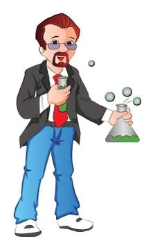 Vector of scientist with testtube and beaker. Stock Illustration