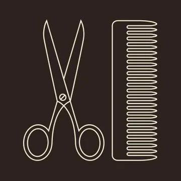 Vector Scissors and Comb. Symbols of hair salon Stock Illustration