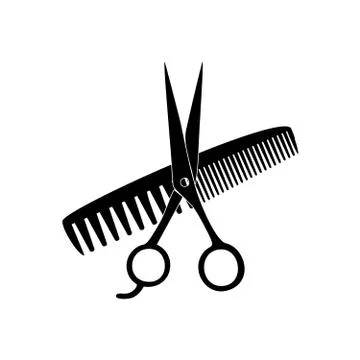 Vector Scissors, Comb Black Silhouette salon icon Illustrazione stock