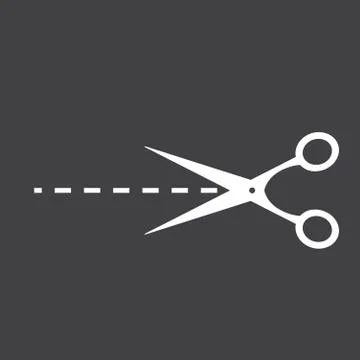 Vector scissors with cut lines isolated Stock Illustration