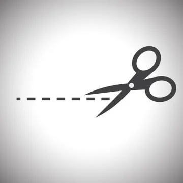 Vector scissors with cut lines isolated Stock Illustration