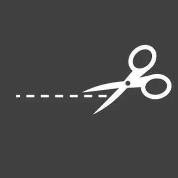 Vector scissors with cut lines isolated Stock Illustration